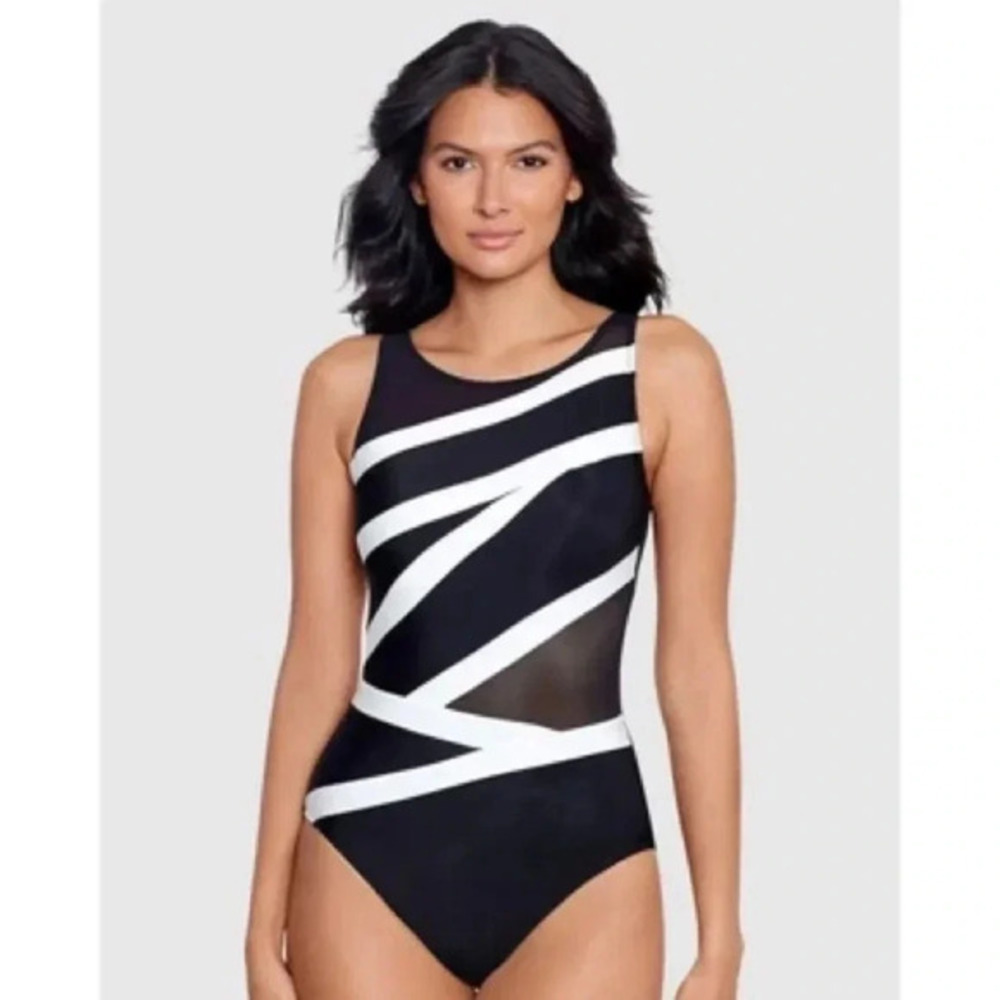 Miraclesuit Colorblock Somerpointe One Piece Swimsuit Size 8 B2097